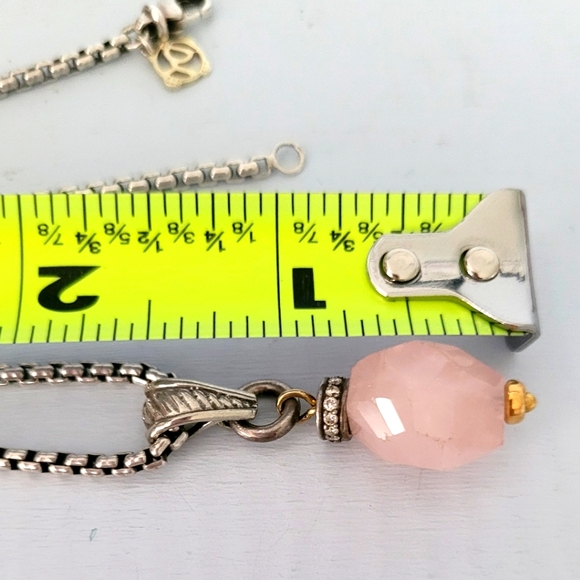 David Yurman Two-Tone Chain w/ Rise Quartz Pendant Necklace - Picture 6 of 9